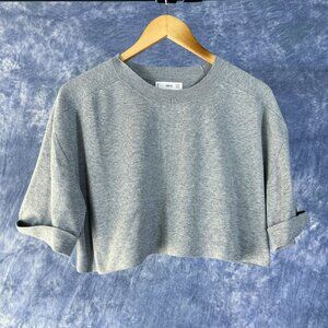 Mango MNG Gray Crop Sweater Sz S